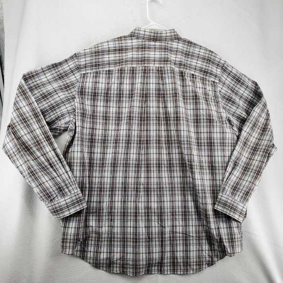 EDDIE BAUER Shirt Men's Long Sleeve Casual Button Up Collared Plaid Brown 2XL - Picture 8 of 12